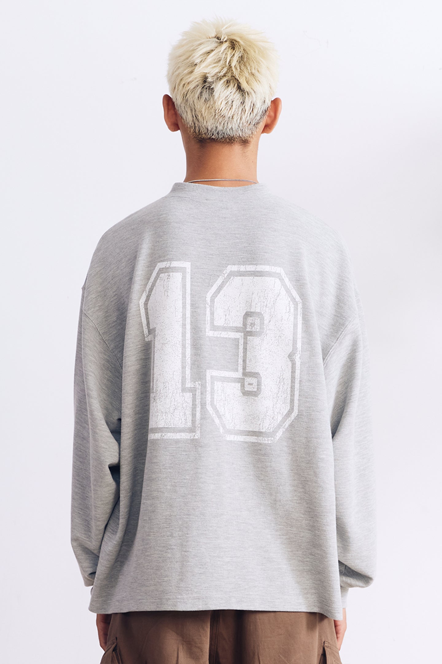 BURNIN*97'Series Worn Slogan Waffle Henley Collar Long Sleeve T-shirt - PSYLOS 1, BURNIN*97'Series Worn Slogan Waffle Henley Collar Long Sleeve T-shirt, T-shirt, Burnin, PSYLOS 1